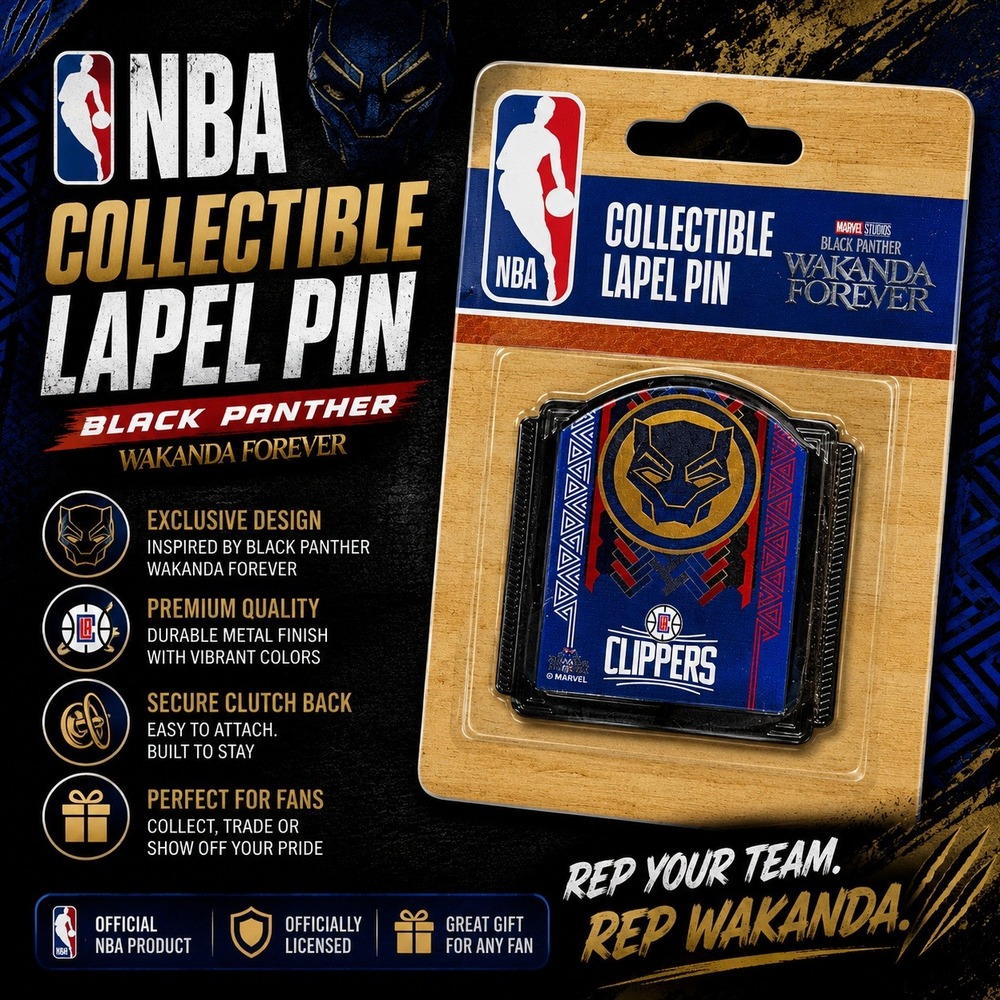 NBA Los Angeles Clippers Black Panther Wakanda Forever Marvel Collectible Pin